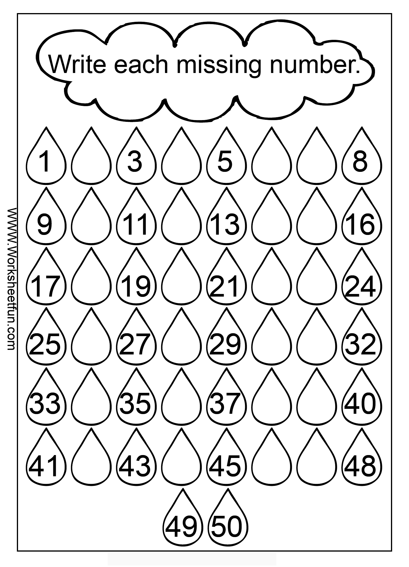 Missing Numbers 1-50 - 3 Worksheets. Sight Has Lots Of Good Math - Free Printable Missing Number Worksheets