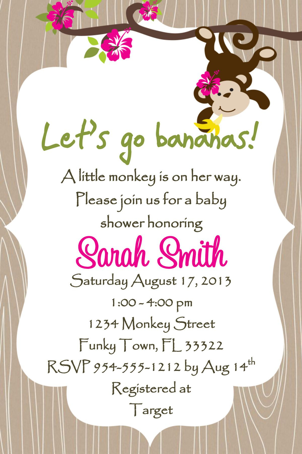 Monkey Baby Shower Invitation Template - Girl Or Boy | Baby Shower - Free Printable Monkey Girl Baby Shower Invitations