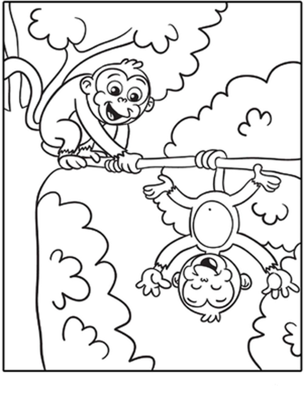 Monkey Printable Coloring Pages 3 #24104 - Free Printable Monkey Coloring Sheets