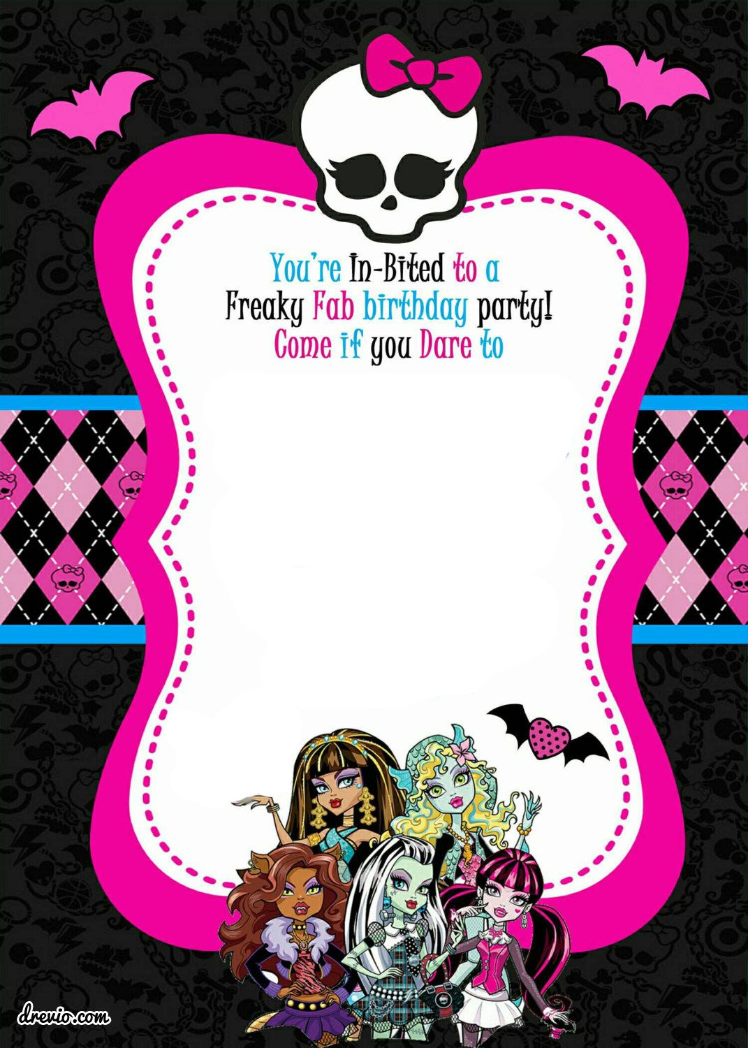Monster High Party Invitations Template • Invitation Template Ideas - Free Printable Monster Templates