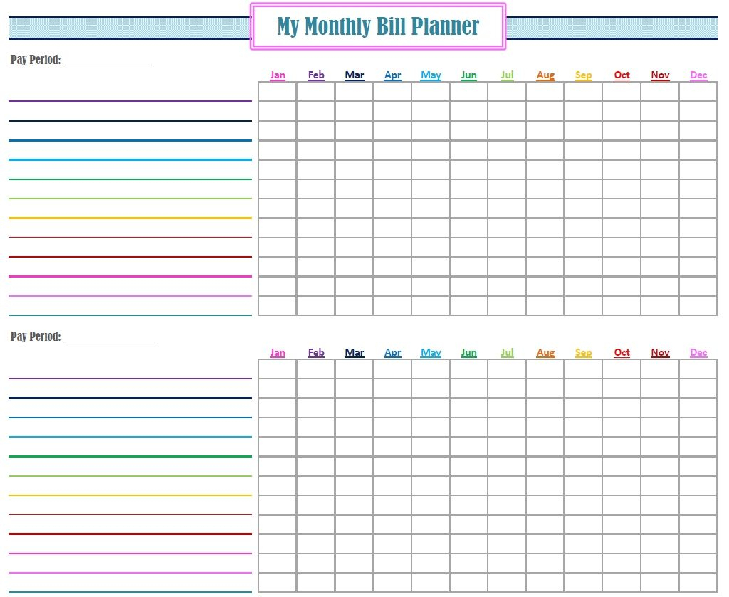 Monthly Bill Log Template Free Printable Monthly Bill Tracker - Free Printable Bill Planner