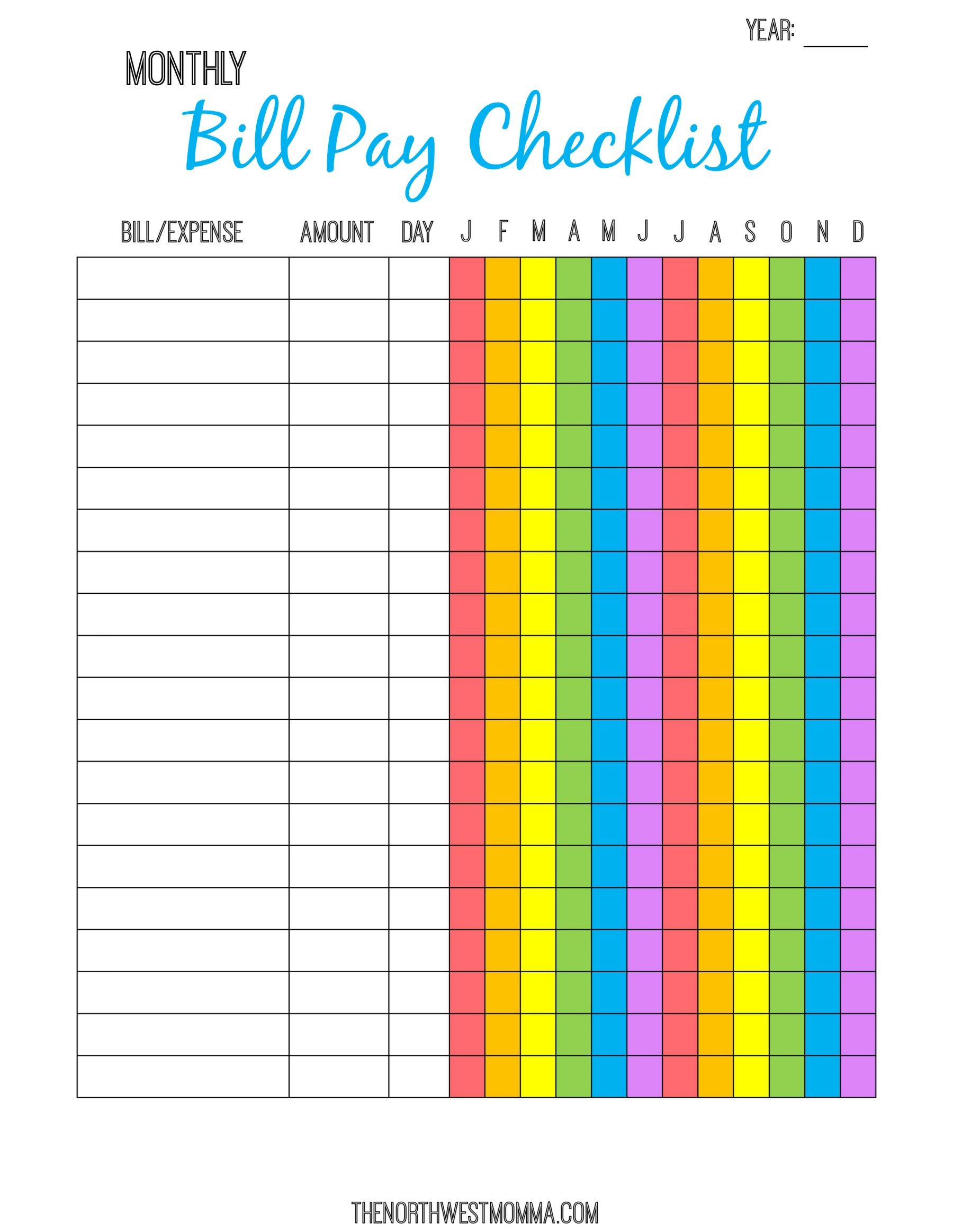 Monthly Bill Pay Checklist- Free Printable | $ Saving Money - Free Printable Bill Planner