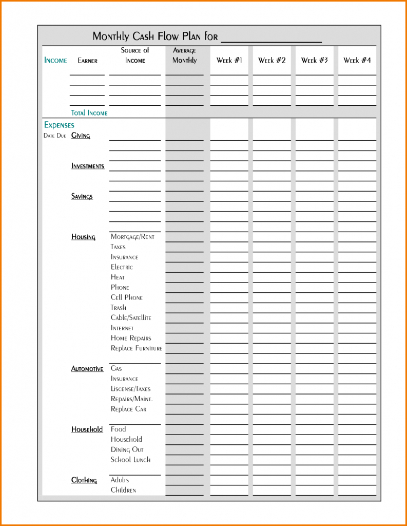 Monthly Budget Worksheet Excel Expenses Personal Expense Sheet - Free Printable Finance Sheets