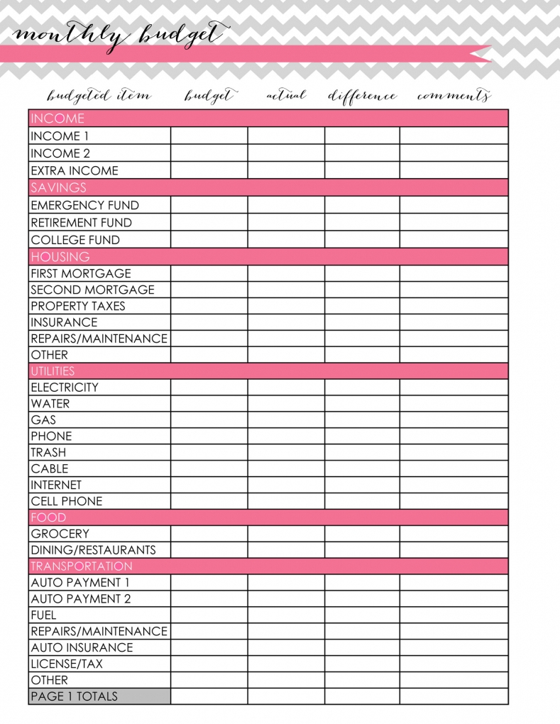 Monthly Home Budget Spreadsheet Easy Worksheet Excel Free Download - Free Printable Monthly Bills Worksheet
