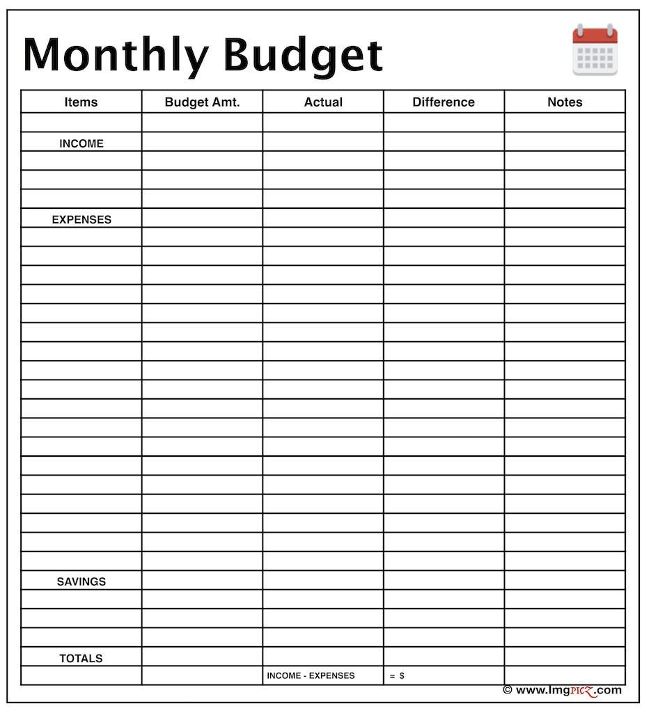 Monthly Income Budget Planner Template Free Excel Worksheet - Free Printable Monthly Bills Worksheet