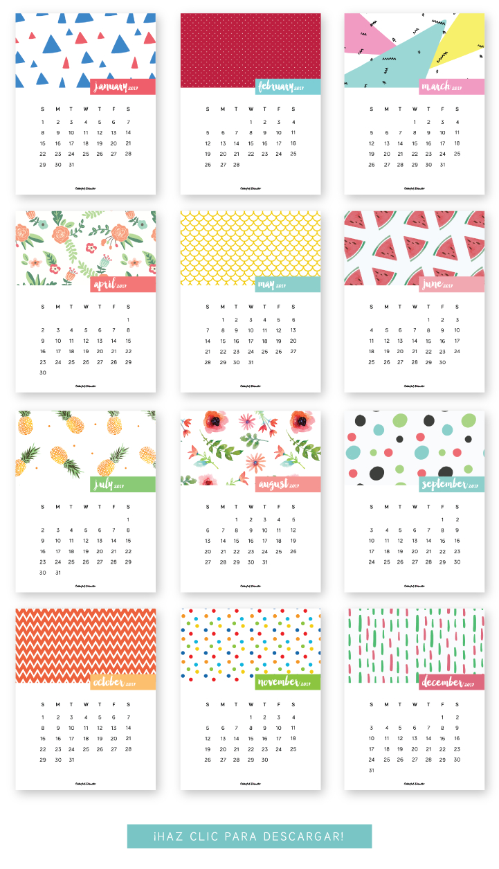 Monthly Printable Calendar 2017 | 圖樣 | Pinterest | Calendar - Free Cute Printable Planner 2017