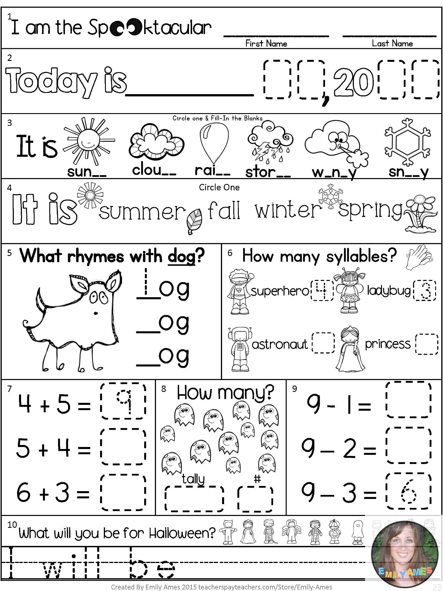 Morning Work-October First Grade Packet | Ela Elementary | Pinterest - Free Printable 4Th Grade Morning Work