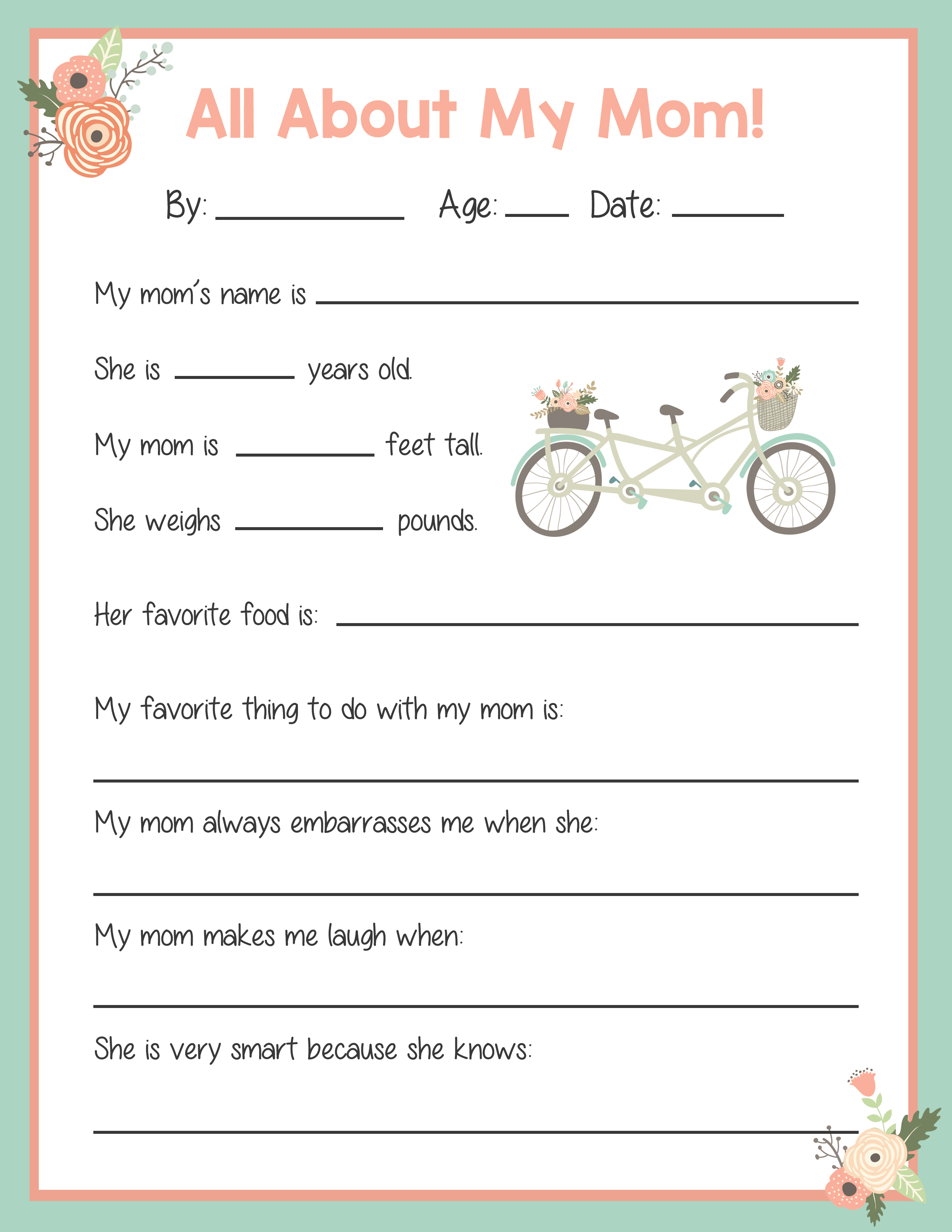 Mother&amp;#039;s Day Card And Questionnaire - Precision Printables - Free Printable Mothers Day Questions
