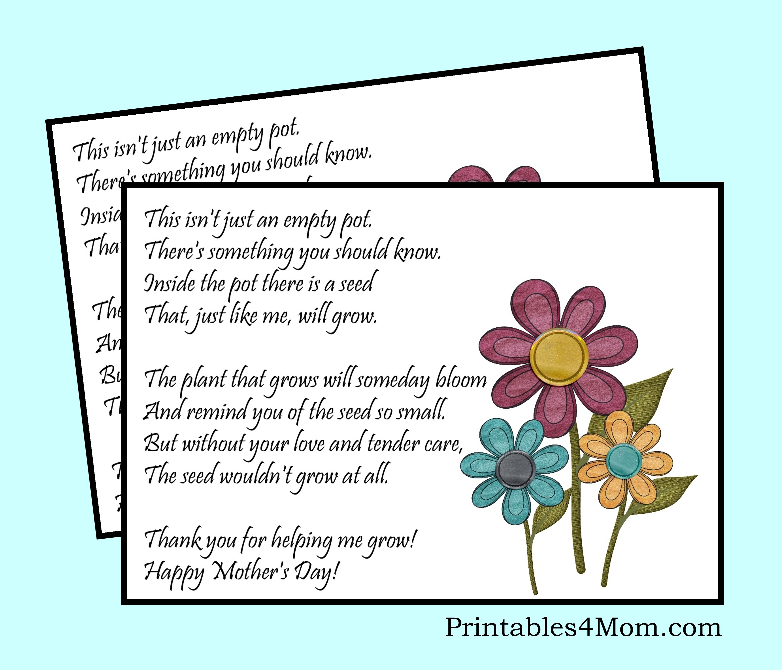 Mother&amp;#039;s Day Empty Pot Gift Idea With Free Printable - Printables 4 Mom - Free Printable Mothers Day Poems