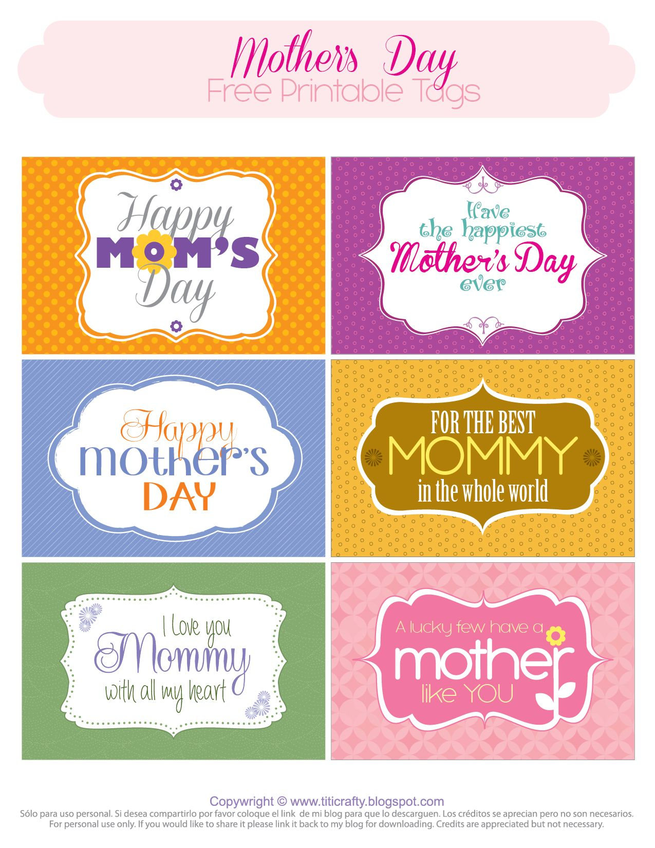 Mother&amp;#039;s Day Free Printable Tags | Mother&amp;#039;s Day And Grandmother - Free Printable Mothers Day Cards No Download
