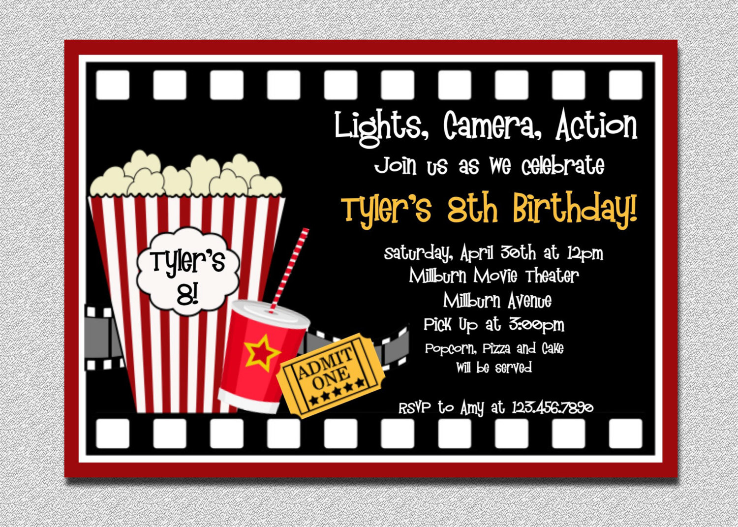 Movie Birthday Party Invitations Movie Birthday Party Invitations - Free Printable Movie Themed Invitations