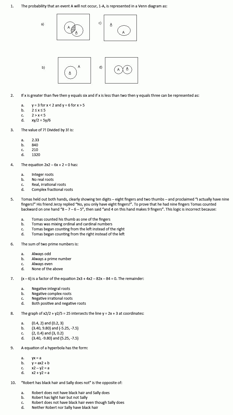 Free Printable Teas Practice Test