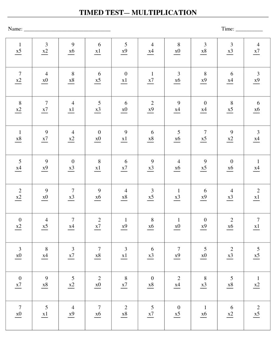 Multiplication Timed Test Worksheet. Time. Alistairtheoptimist Free - Free Printable Multiplication Timed Tests