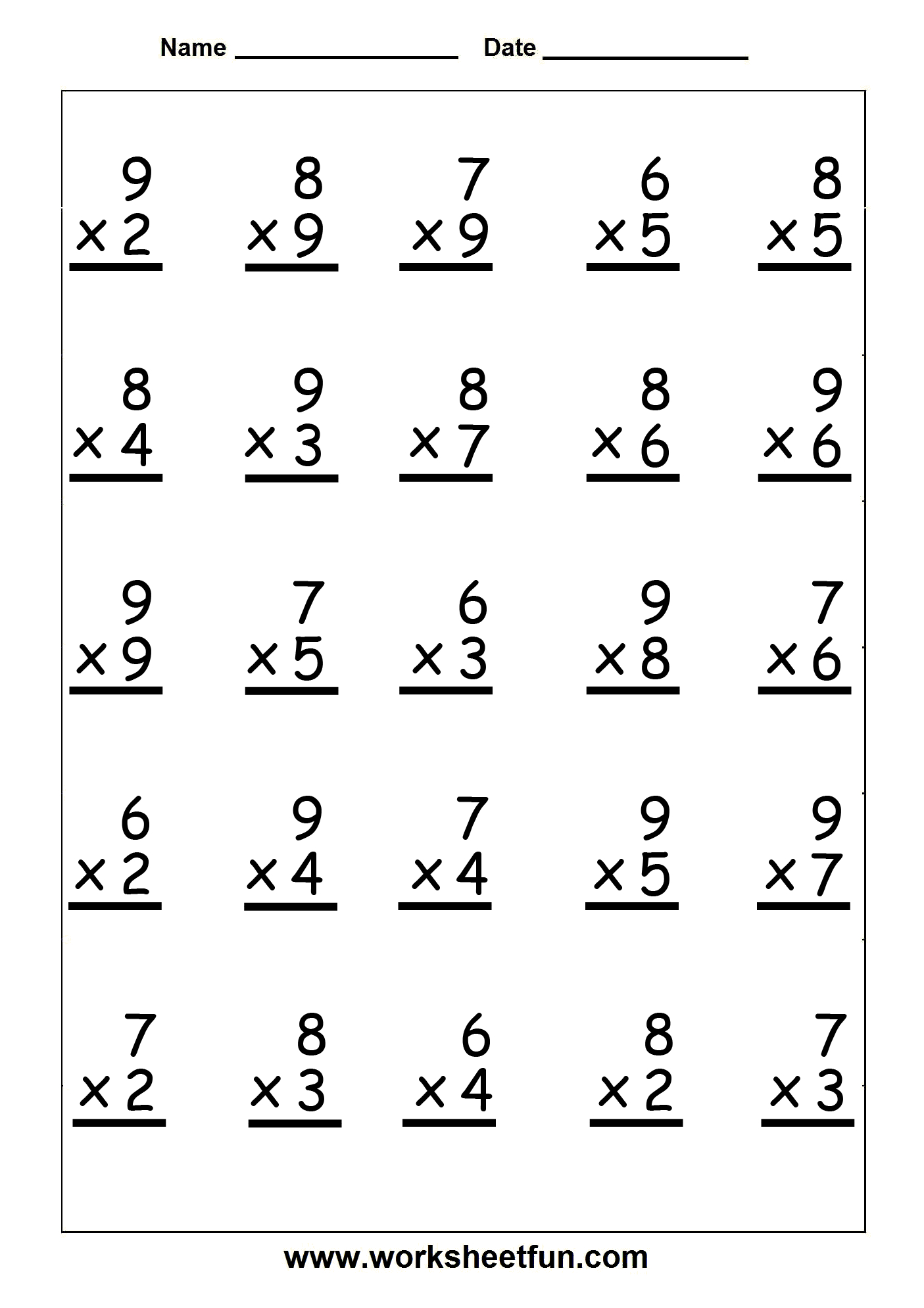 Multiplication – Vertical / Free Printable Worksheets – Worksheetfun - Free Printable Hoy Sheets