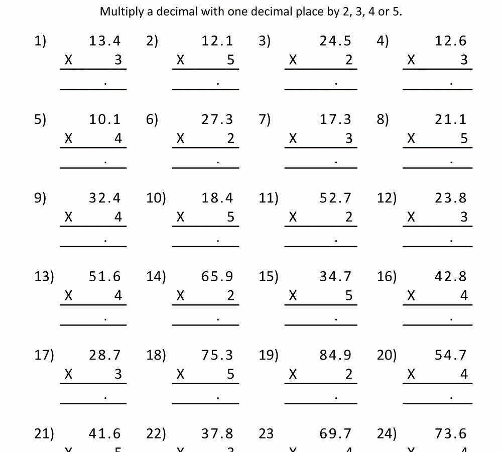 Multiplying Decimals Worksheets 5Th Grade To Free Download - Math - Free Printable Multiplying Decimals Worksheets