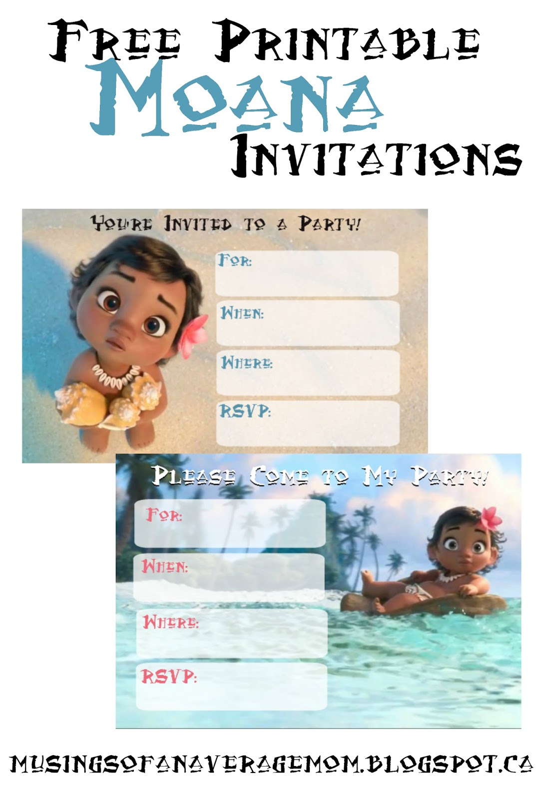 Musings Of An Average Mom: Free Printable Moana Invitations - Free Printable Moana Invitations