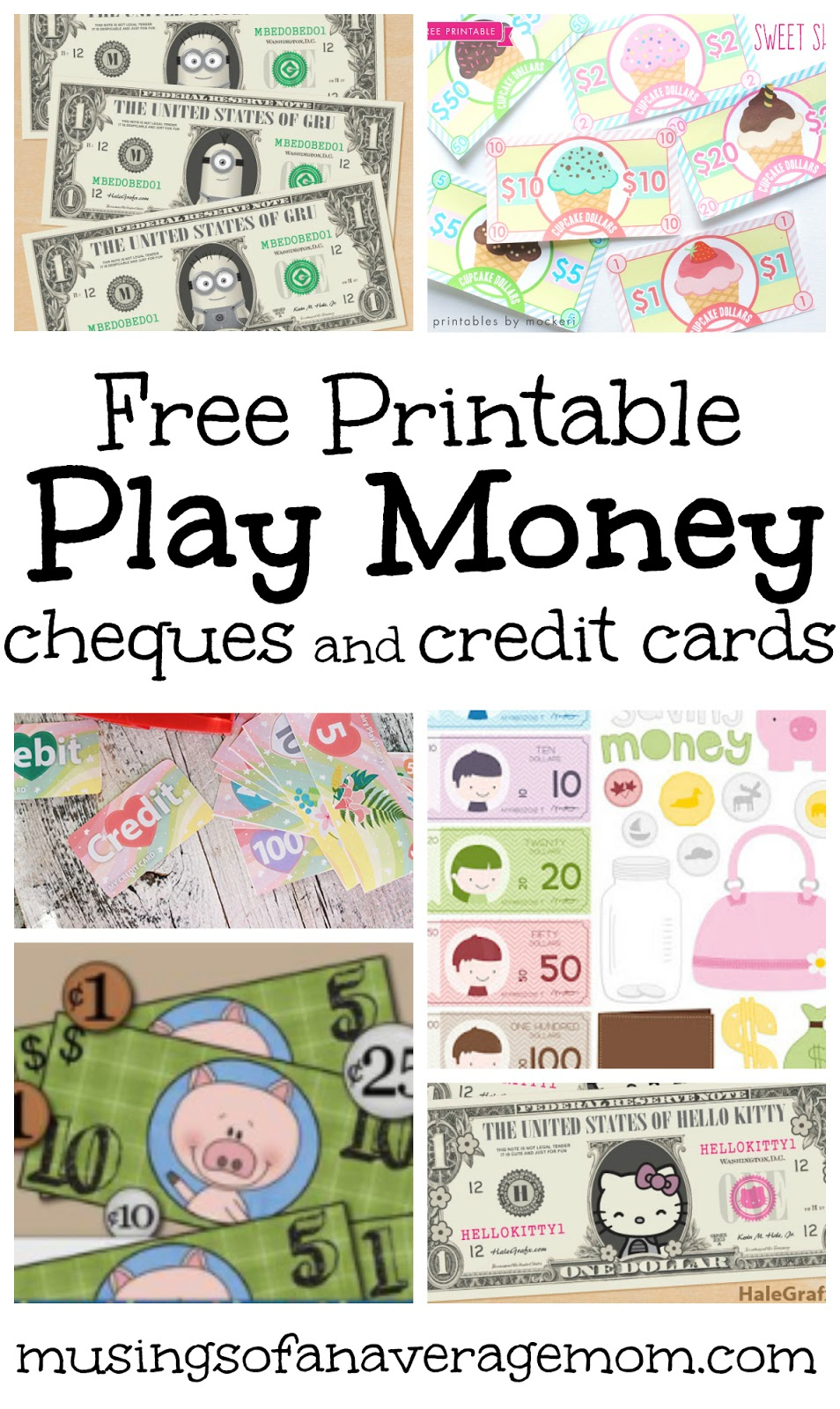 Musings Of An Average Mom: Pretend Play Money - Free Printable Play Money