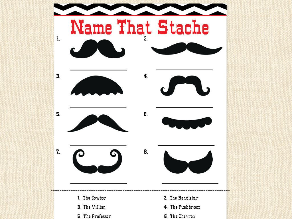 Mustache Game Name That Stache Mustache Baby Shower Game Red Black - Name That Mustache Game Printable Free