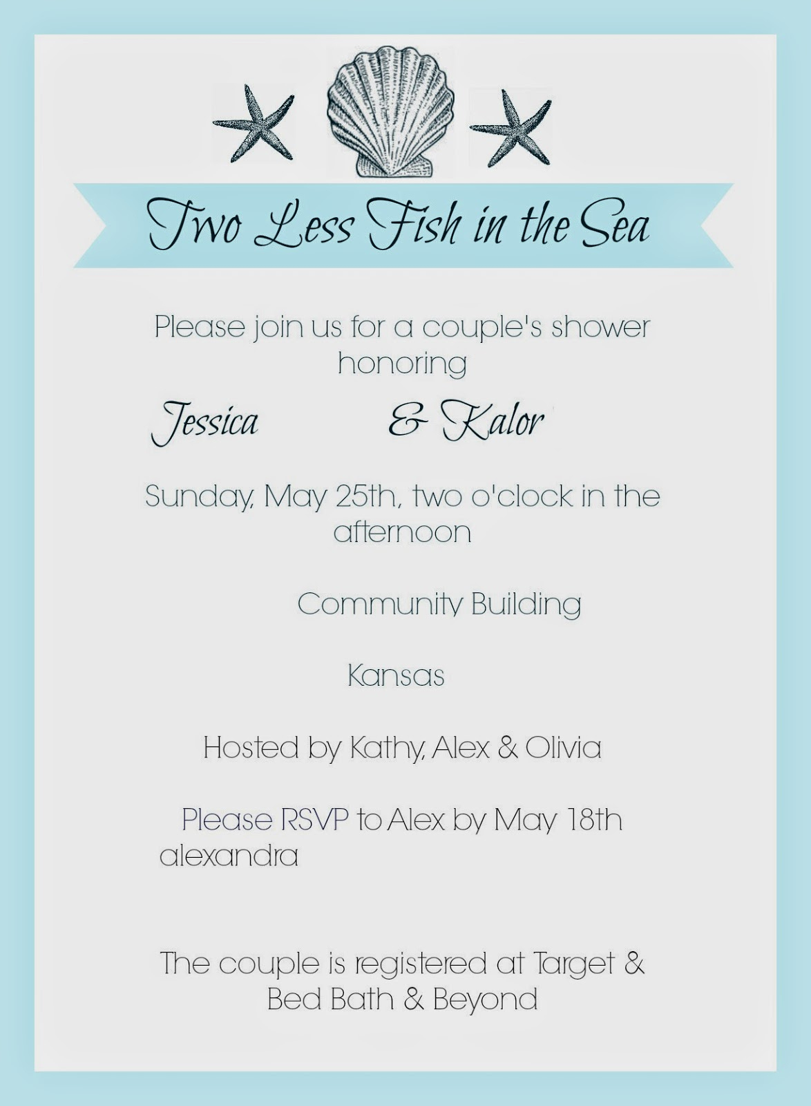 My Favorite Things: Jess&amp;#039;s Beach Themed Wedding Shower // Moh // May - Free Printable Beach Theme Bridal Shower Invitations