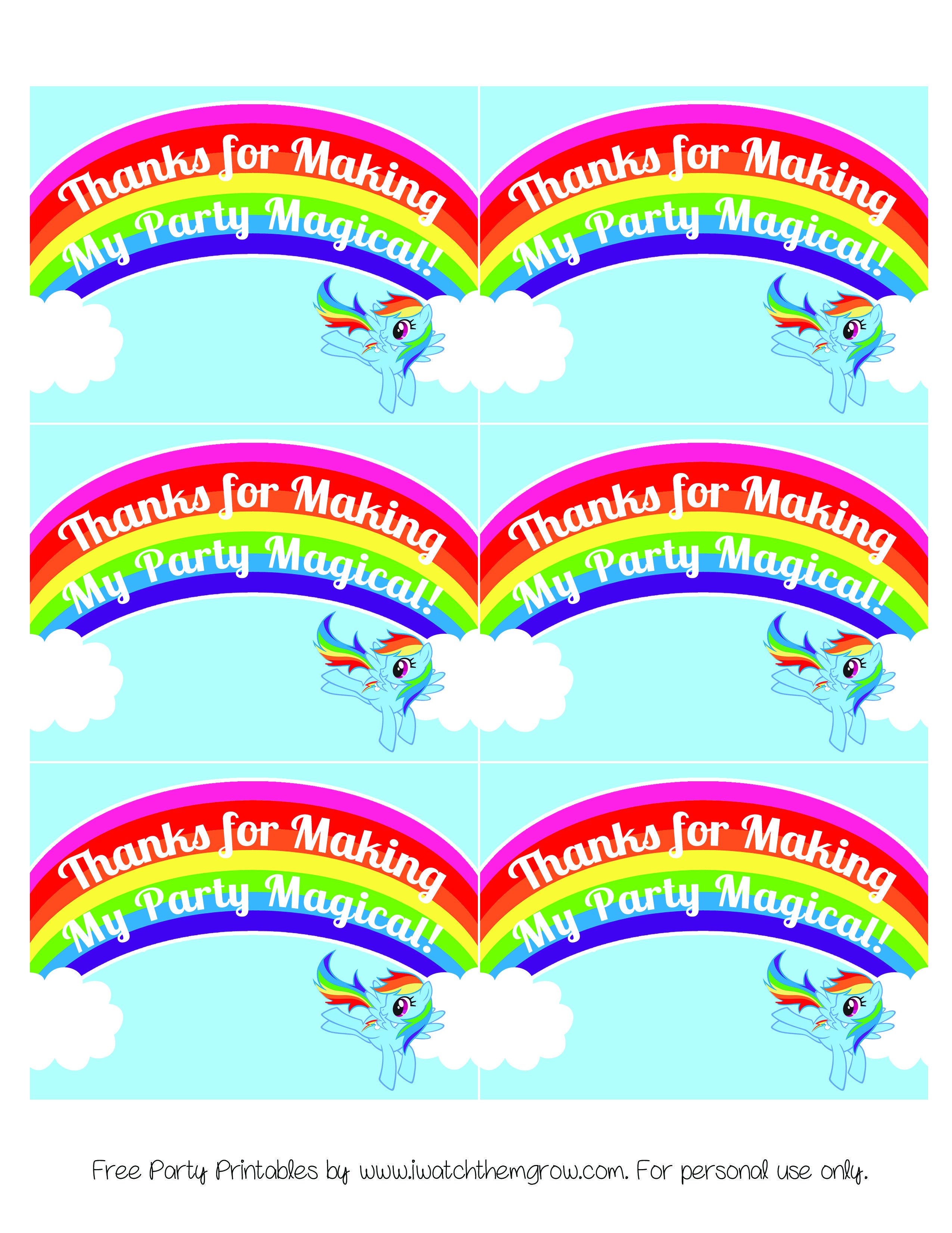 My Little Pony Rainbow Dash Birthday Party Printables | My Little - Free Printable My Little Pony Thank You Cards