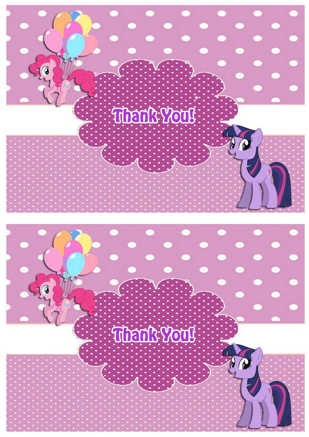 My Little Pony Thank You Cards | Birthday Printable - Free Printable My Little Pony Thank You Cards