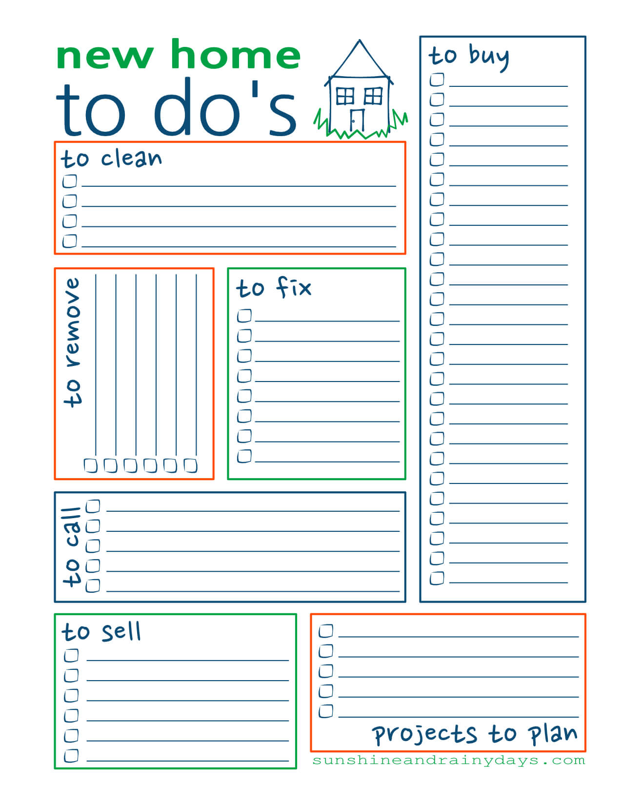 New Home To Do List - Free Printable - Sunshine And Rainy Days - To Do List Free Printable