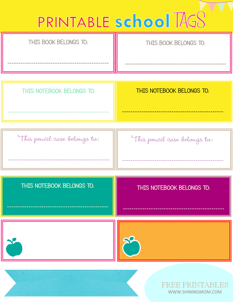 New Project: Back To School Notebook And Book Labels - Free Printable Name Labels For Kids