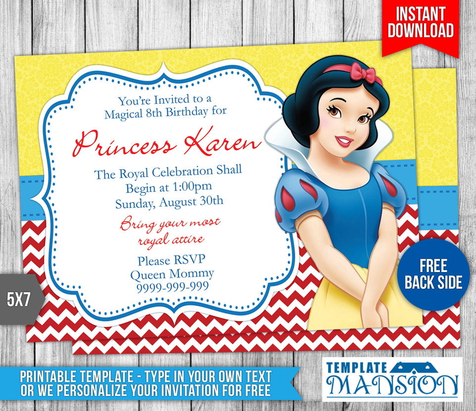 New Snow White Birthday Invitations For Invitation Definition - Snow White Invitations Free Printable