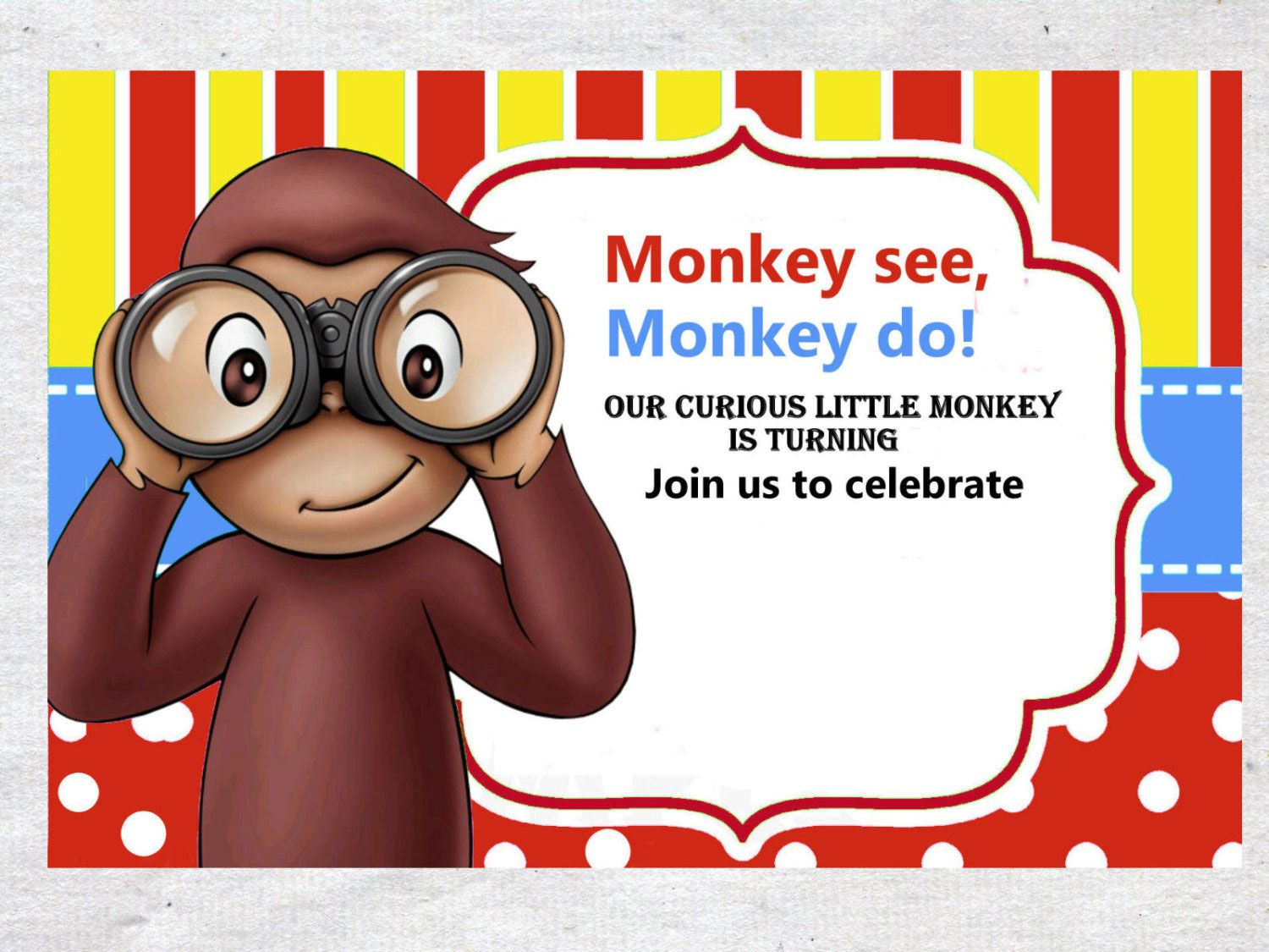 Nice Free Template Free Printable Curious George Colorful Invitation - Free Printable Curious George Invitations