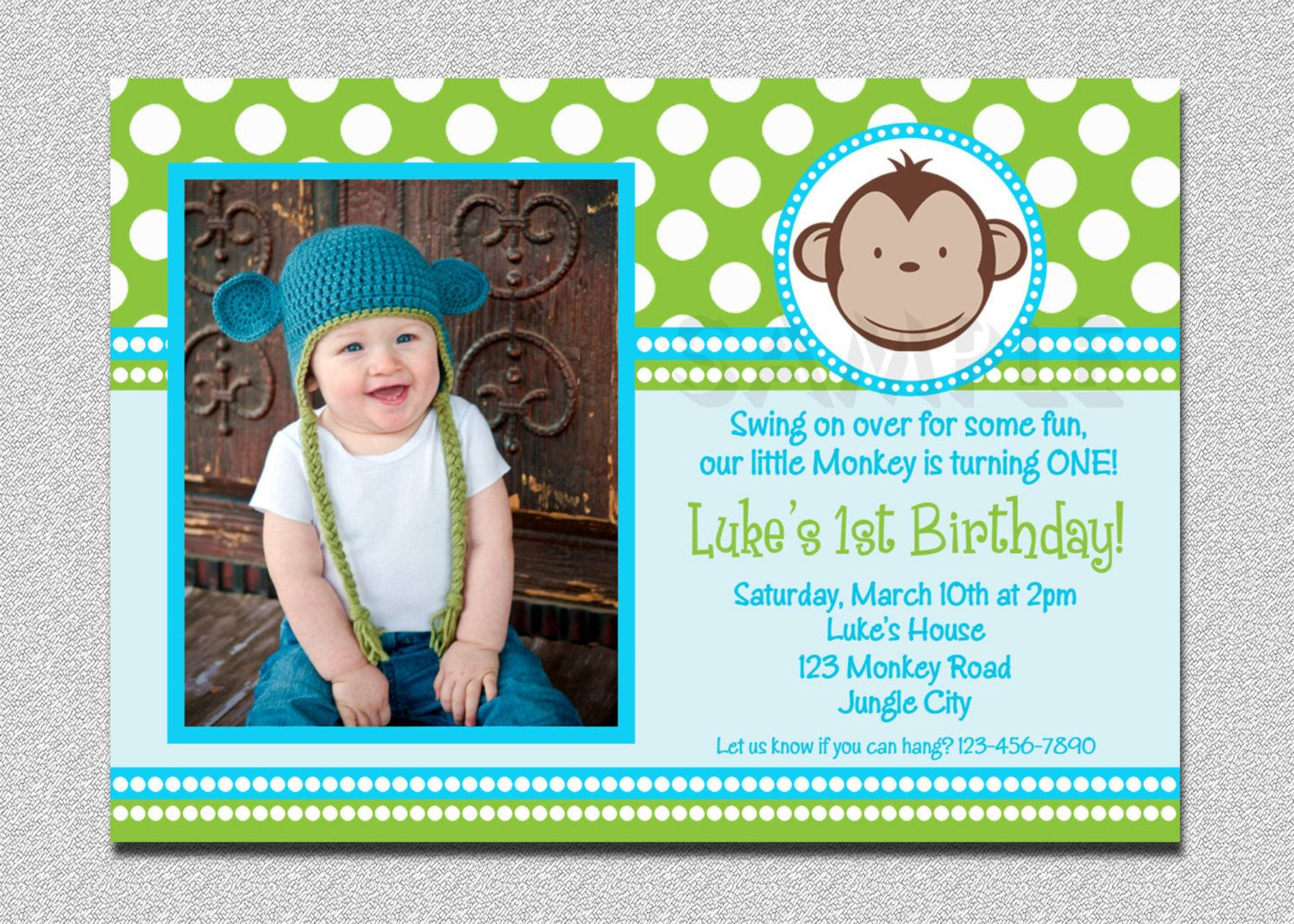 Nice Free Template Free Printable Monkey Birthday Invitations - Free Printable Monkey Birthday Party Invitations