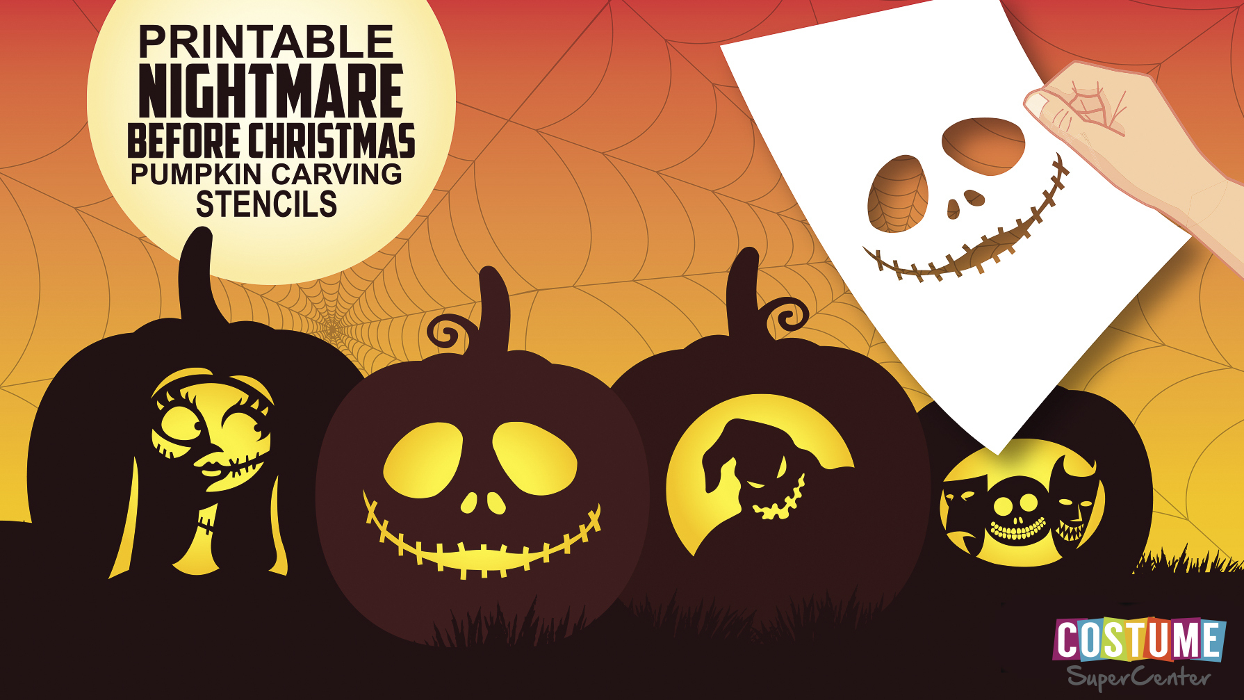 Nightmare Before Christmas Pumpkin Carving Stencils | Costume - Free Printable Pumpkin Stencils