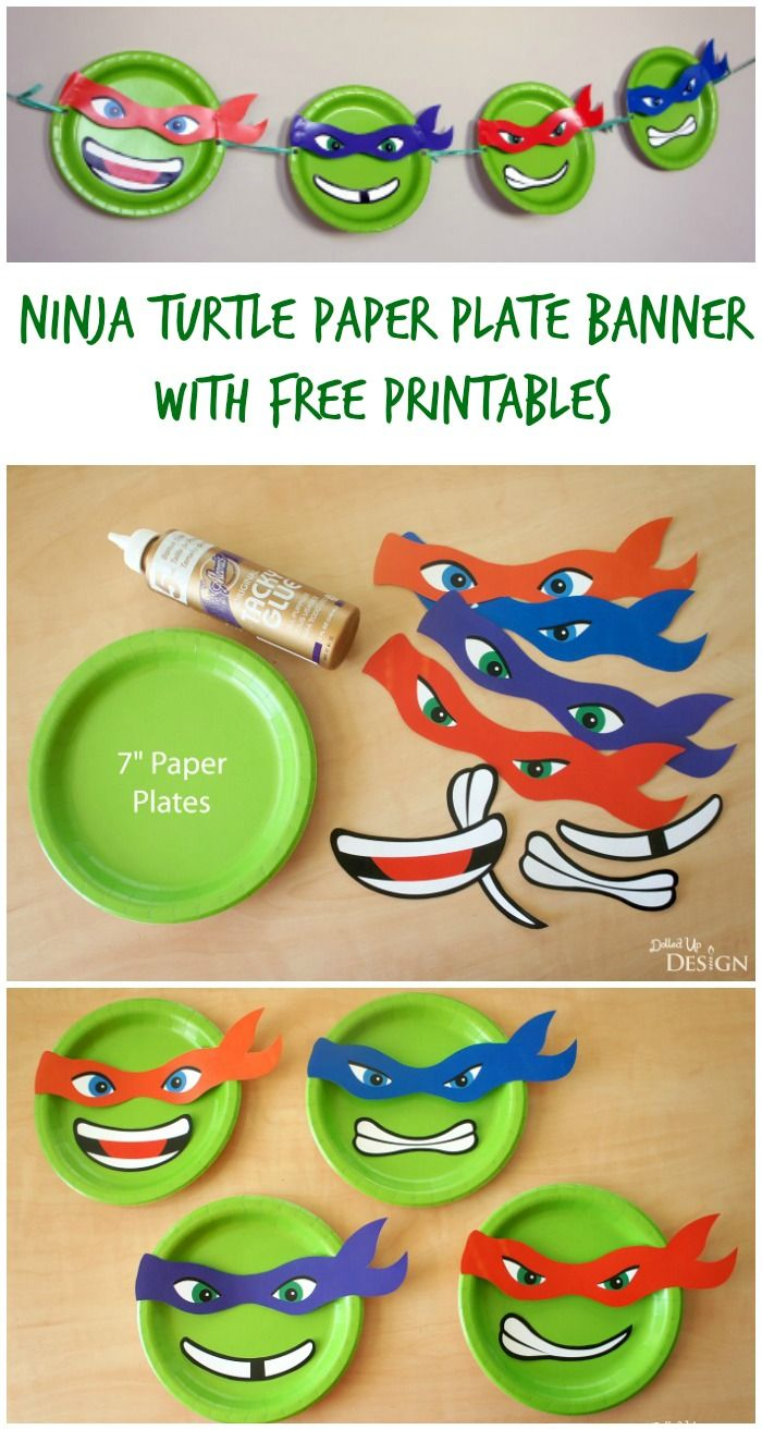 Ninja Turtle Paper Plate Banner With Free Printables | Party Favors - Free Printable Ninja Turtle Birthday Banner