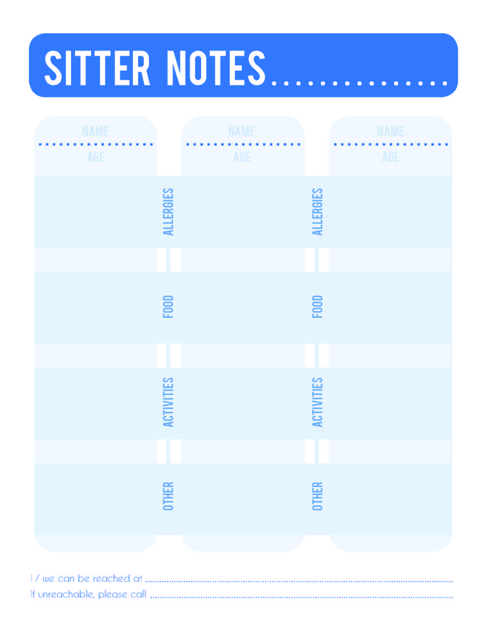 Notes For The Sitter (Free Printable Download) – Life In Yellow - Babysitter Notes Free Printable