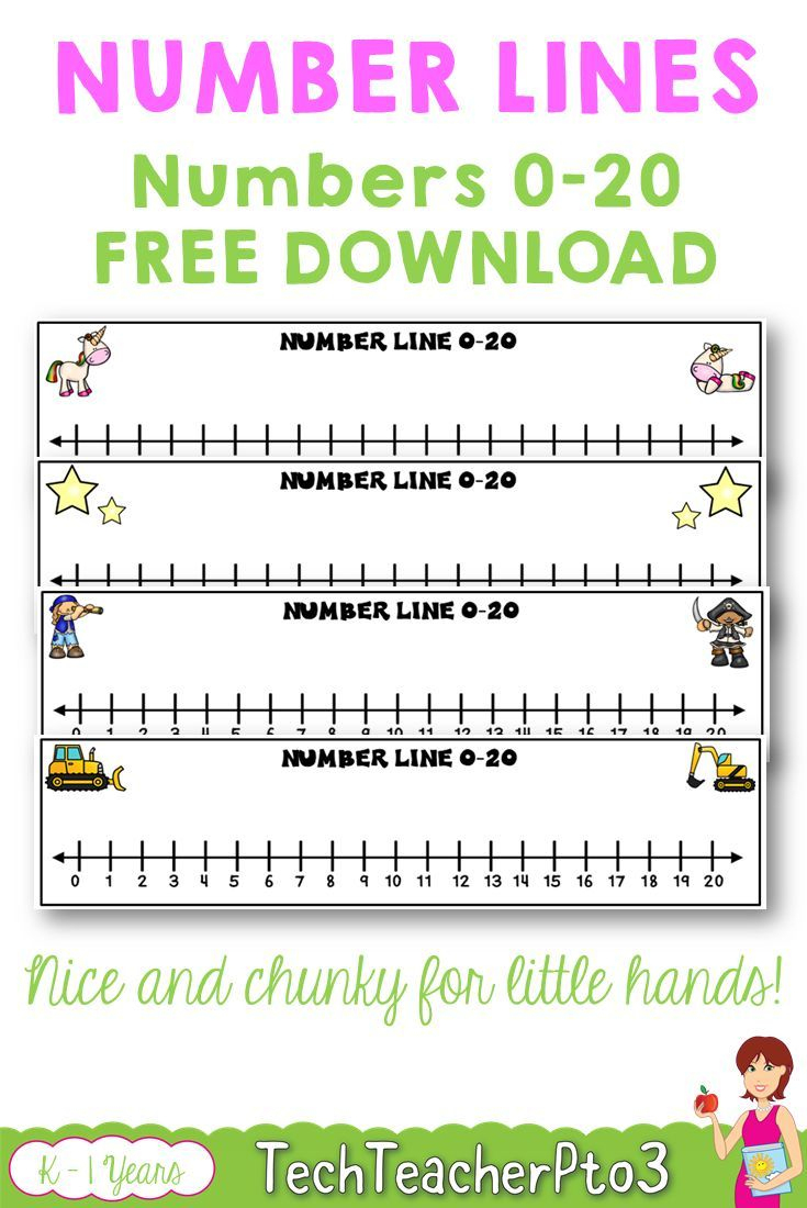 Number Lines 0 To 20 Unicorns Stars Construction Pirates Free - Free Printable Number Line