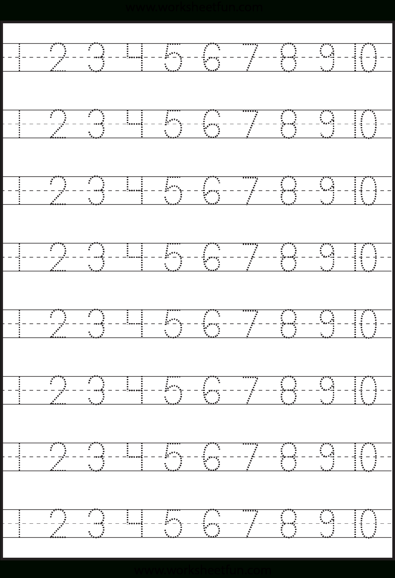 Number Tracing – 1-10 – Worksheet / Free Printable Worksheets - Free Printable Writing Worksheets