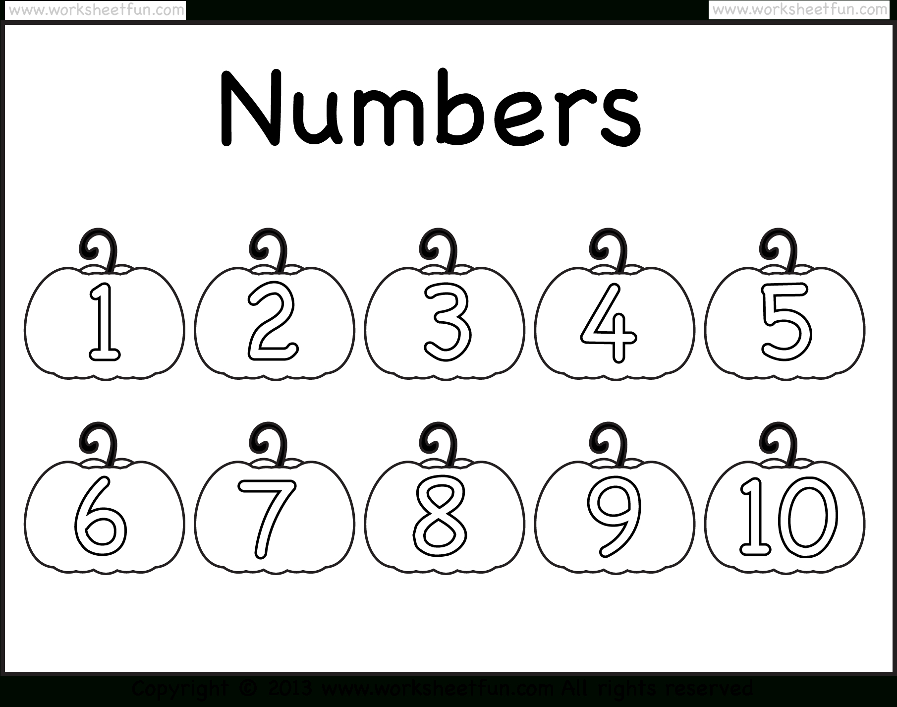 Numbers 1-10 – Pumpkin Coloring Worksheet / Free Printable - Free Printable Numbers 1 10
