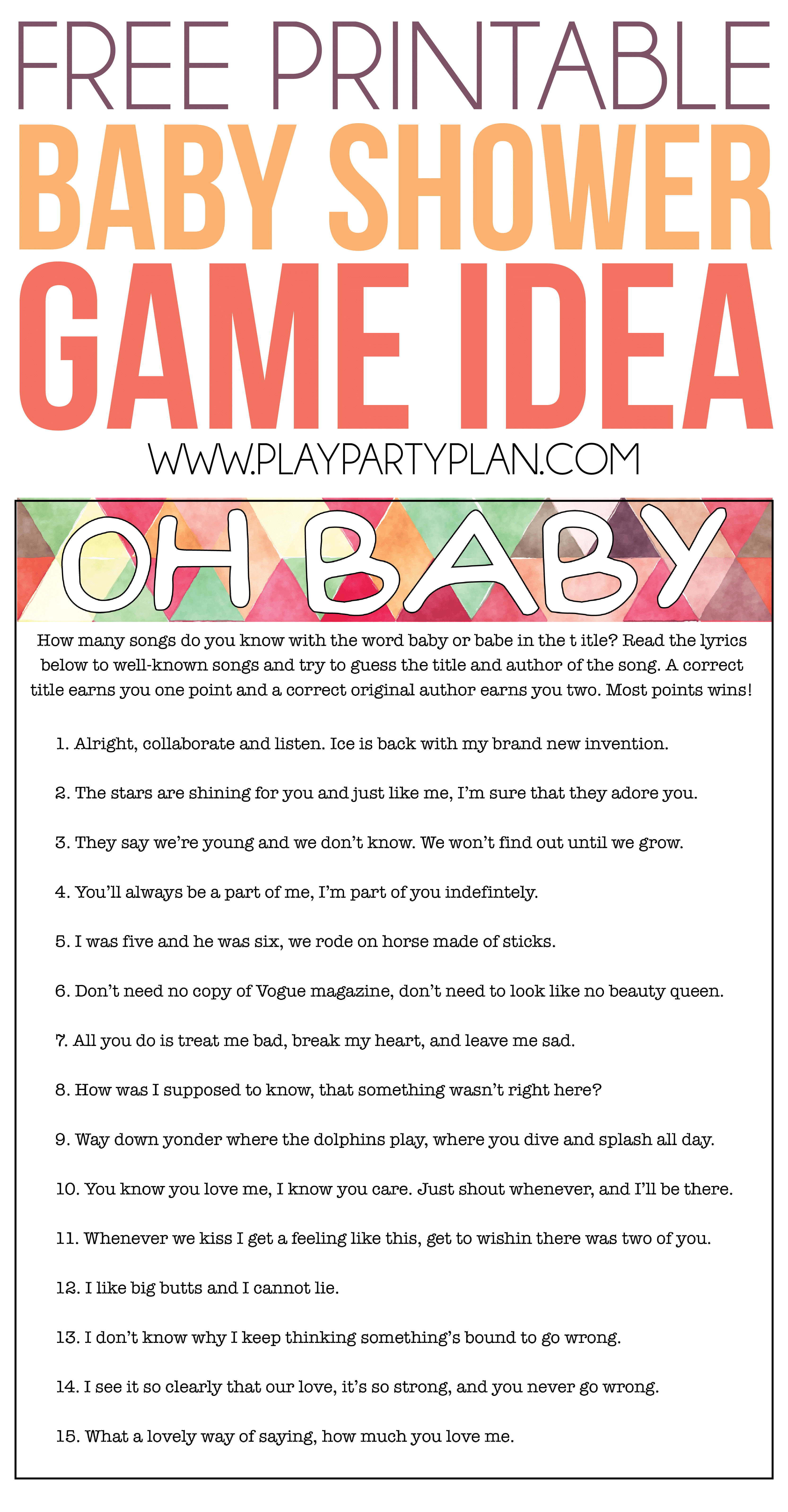 Oh Baby! Free Printable Baby Shower Game Expecting Moms Will Love - Free Printable Baby Shower Games