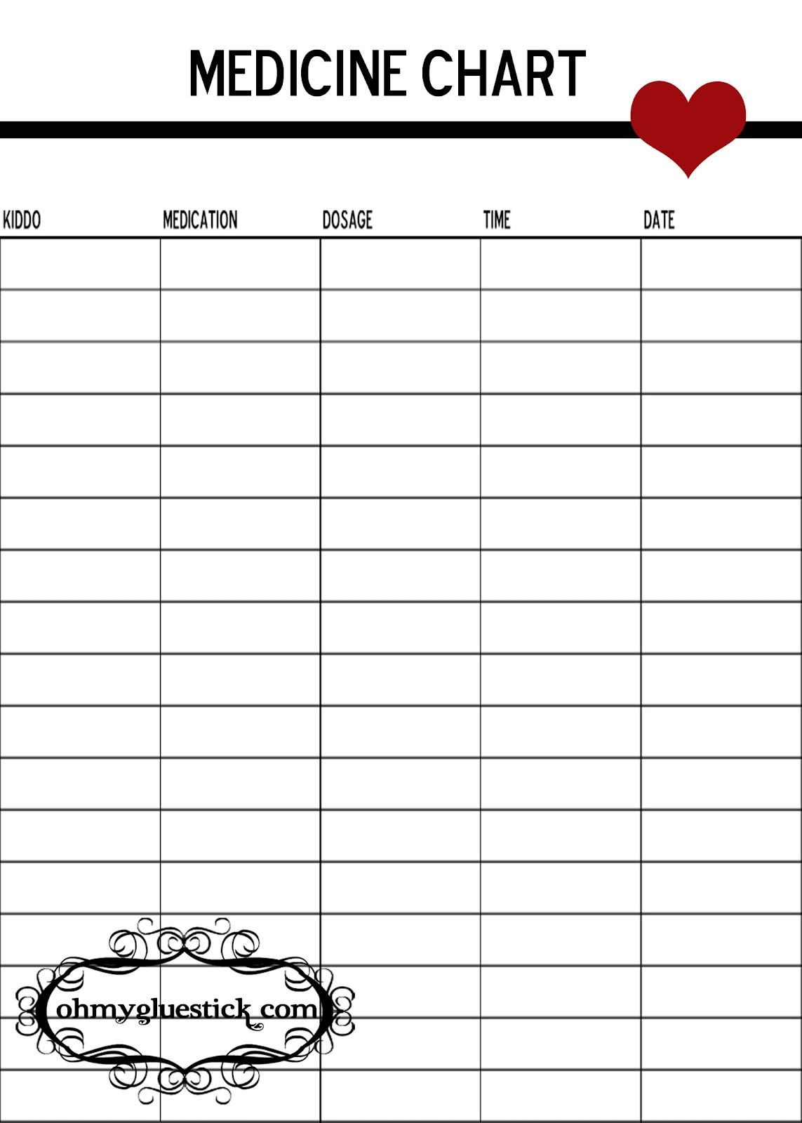 Oh My Gluestick: Free Printable Medicine Chart | Stuff | Free - Free Printable Medicine Daily Chart