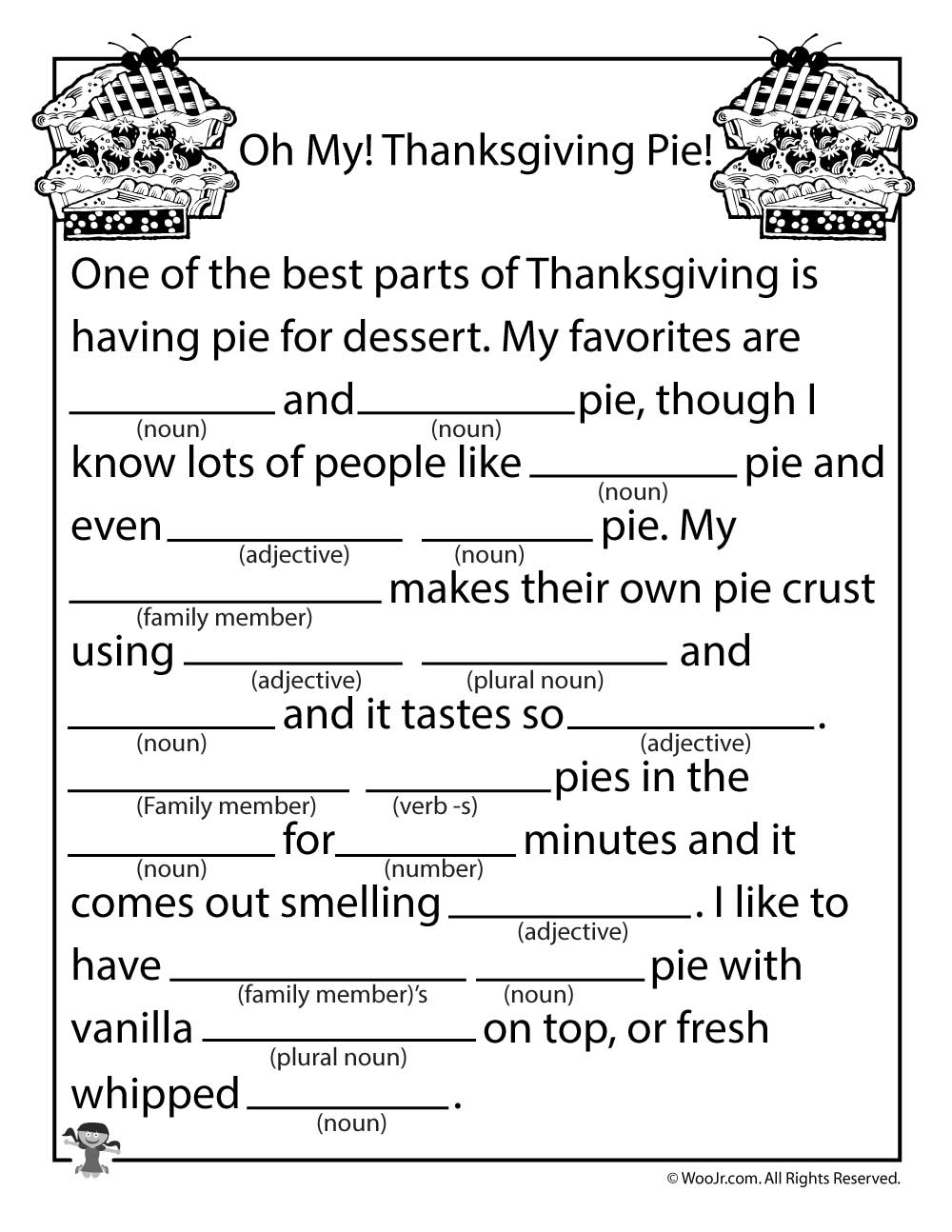Oh My! Thanksgiving Pie! Mad Lib | Woo! Jr. Kids Activities - Free Printable Thanksgiving Mad Libs