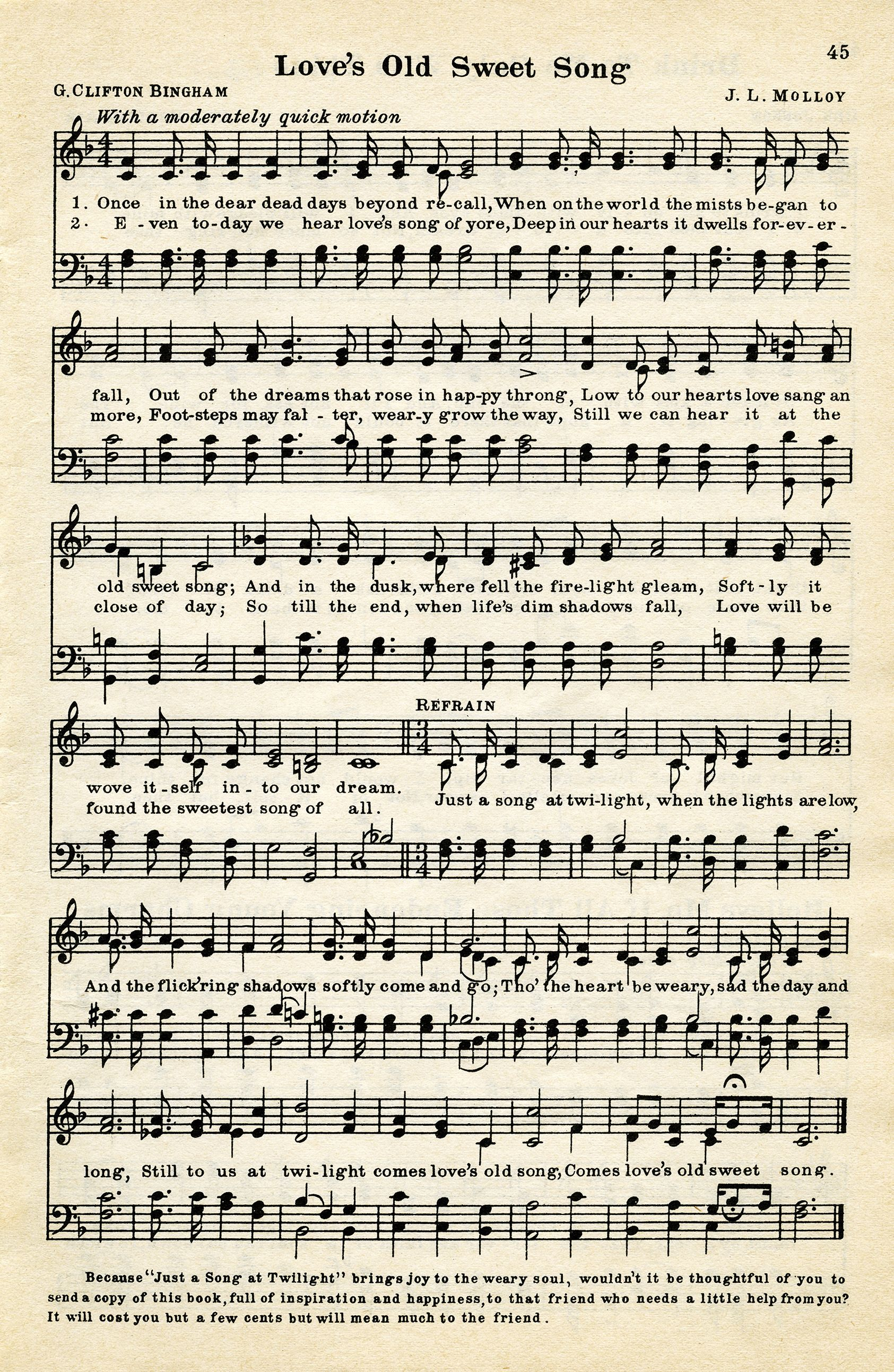 Old Design Shop ~ Free Digital Image: Love&amp;#039;s Old Sweet Song Vintage - Free Printable Hoy Sheets