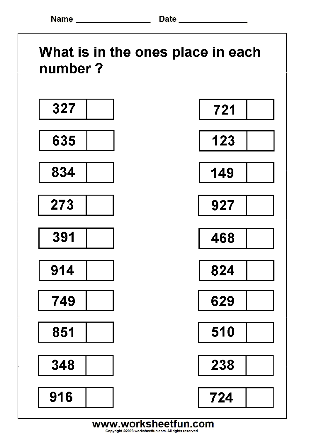 Ones Place Value – 2 Worksheets / Free Printable Worksheets - Free Printable Place Value Worksheets