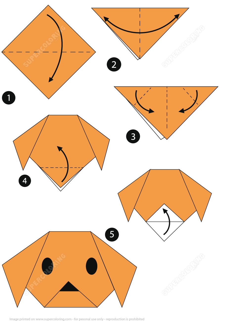 Origami Stepstep Instructions Of A Dog Face | Free Printable - Printable Origami Instructions Free