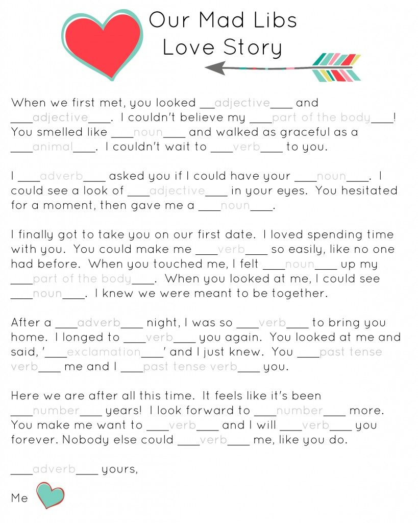 Our Mad Libs Love Story ~ Free Printable (And Laughs | Diy &amp;amp; Crafts - Free Printable Mad Libs