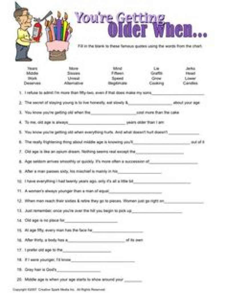 Over The Hill Games Free Printable | Free Printable - Over The Hill Games Free Printable