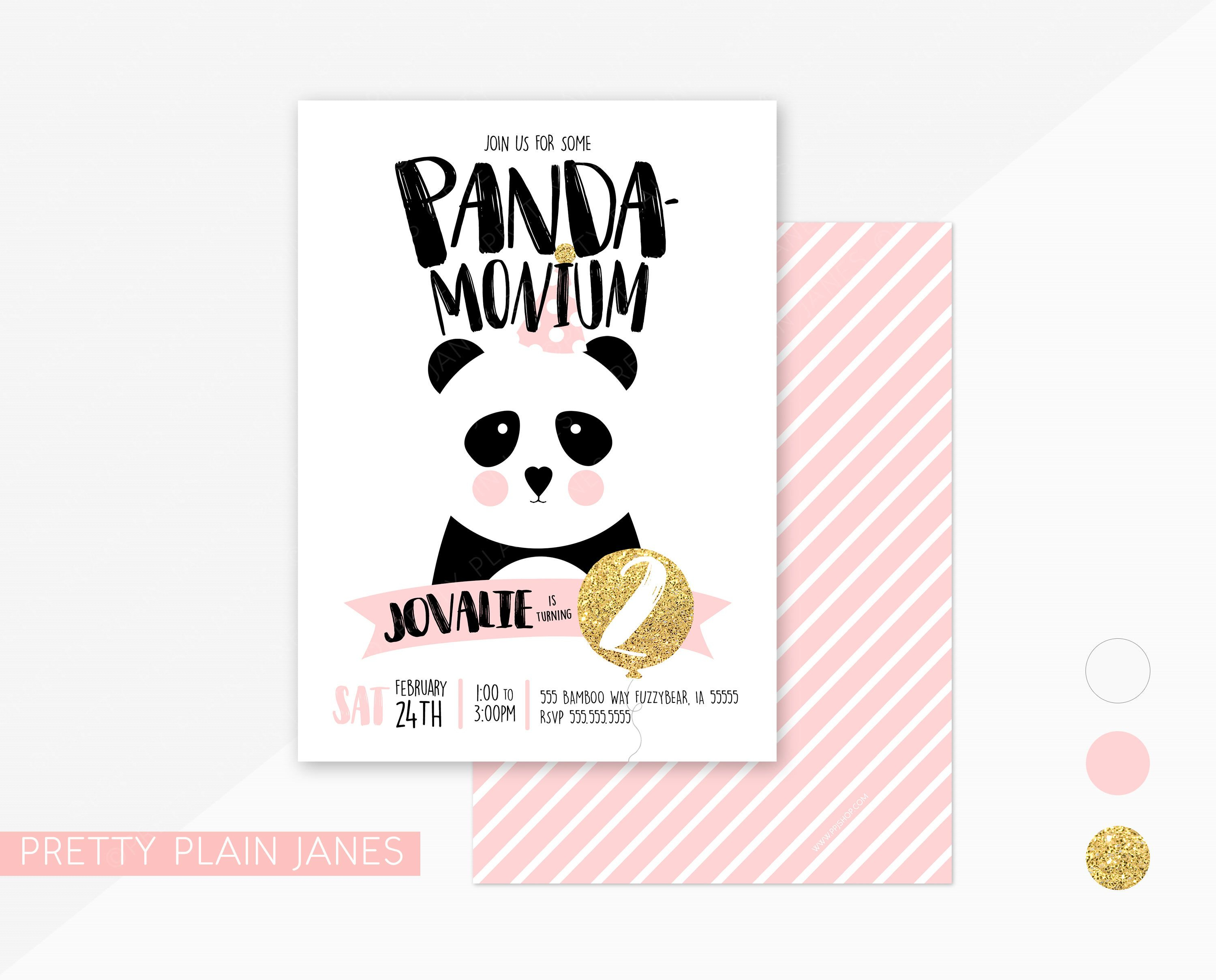 Panda Birthday Party Invitation | Panda-Monium Birthday Party Invite - Panda Bear Invitations Free Printable