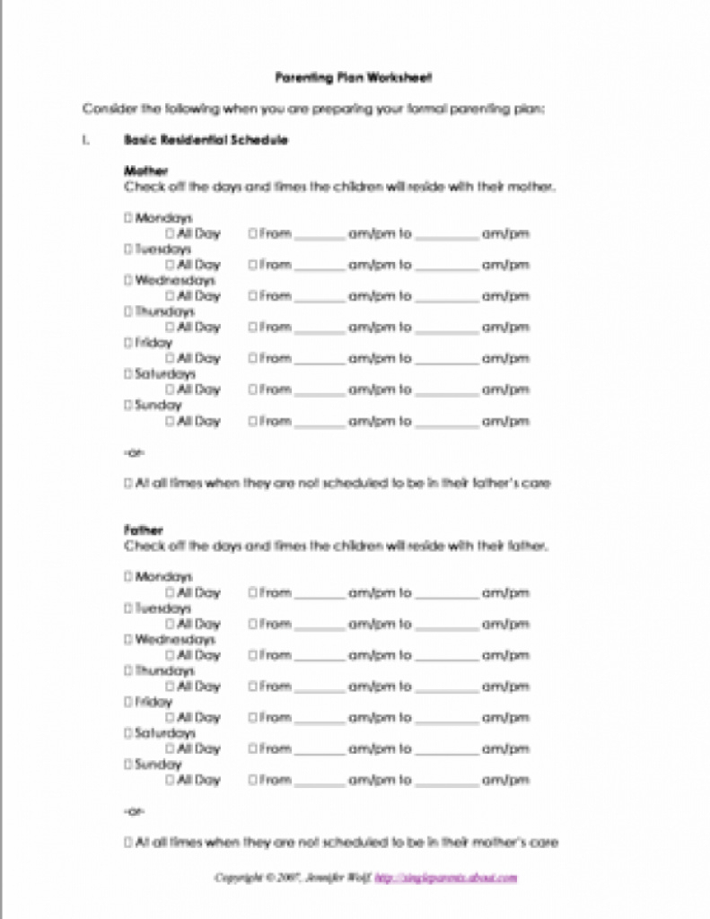 Parenting Agreement Template Uk Free Printable Forms For Single With - Free Printable Parenting Plan