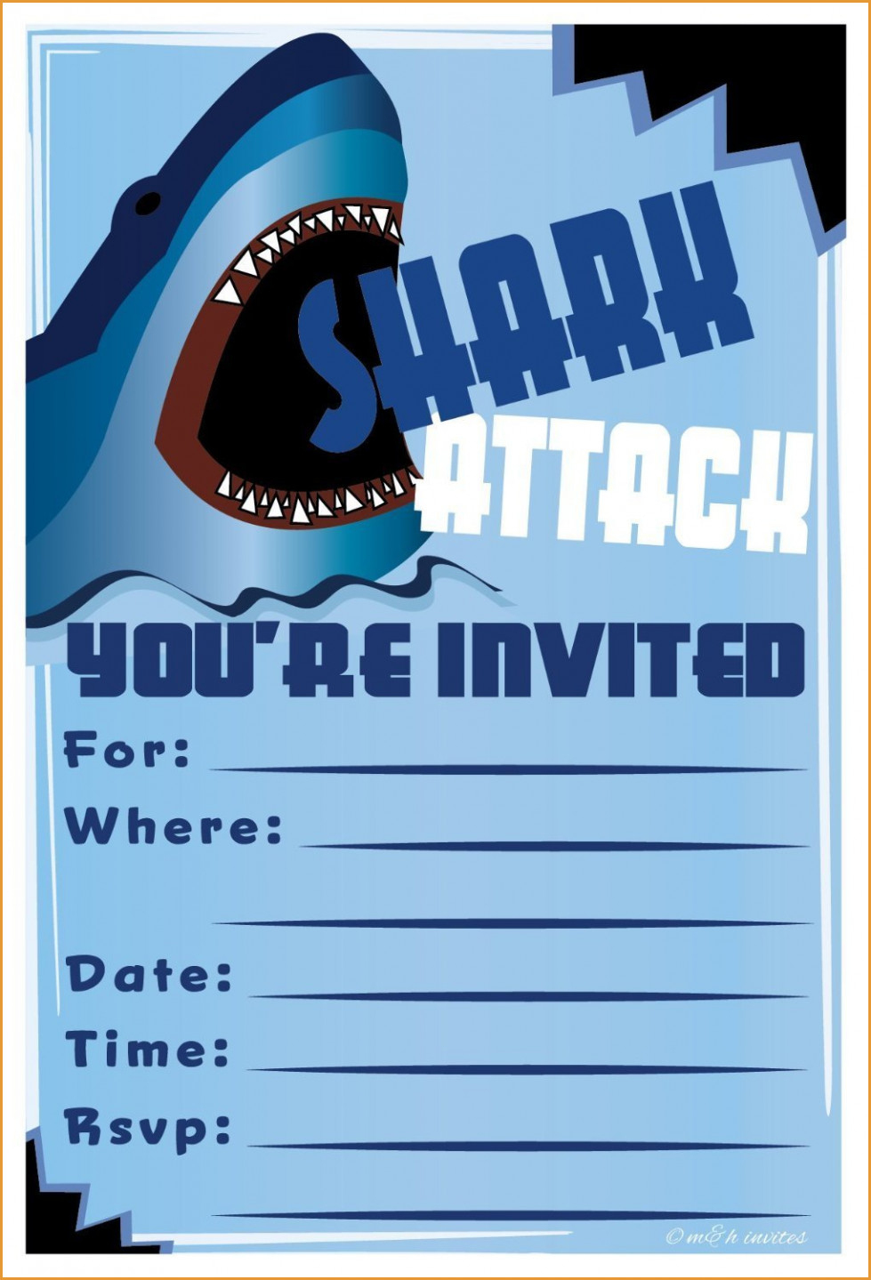 Party Invitations: Astounding Shark Birthday Party Invitations - Shark Invitations Free Printable