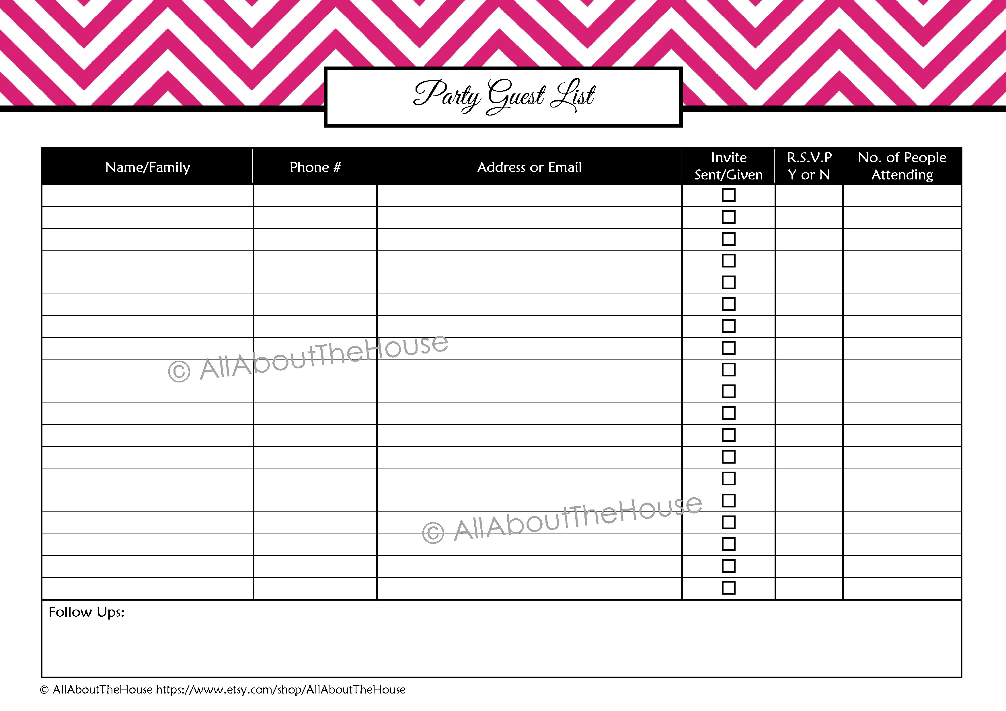 Party Planning Printables Kit! - All About Planners - Free Printable Birthday Guest List