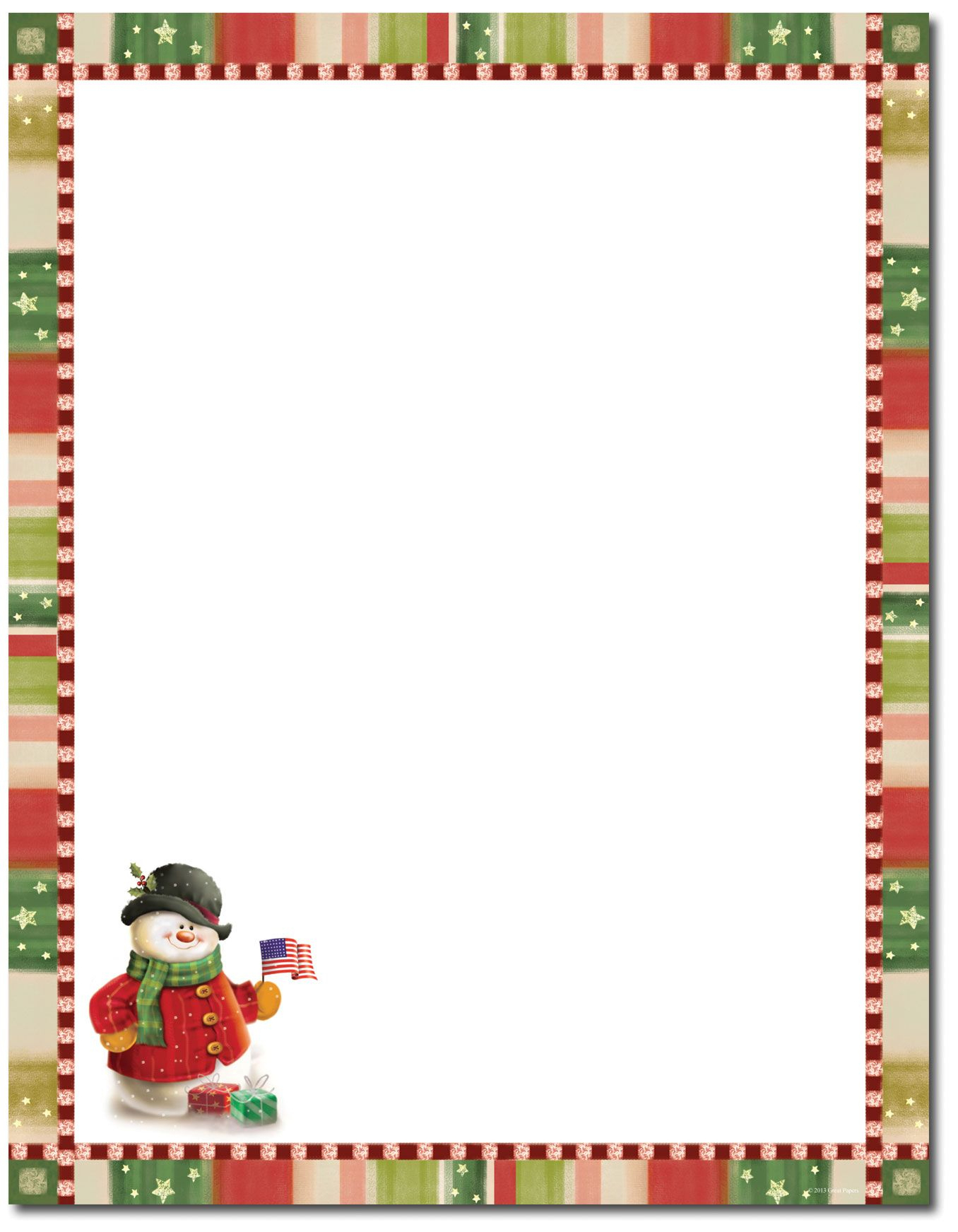 Patriotic Snowman Letterhead | Christmas Stationery | Christmas - Free Printable Christmas Stationery Paper