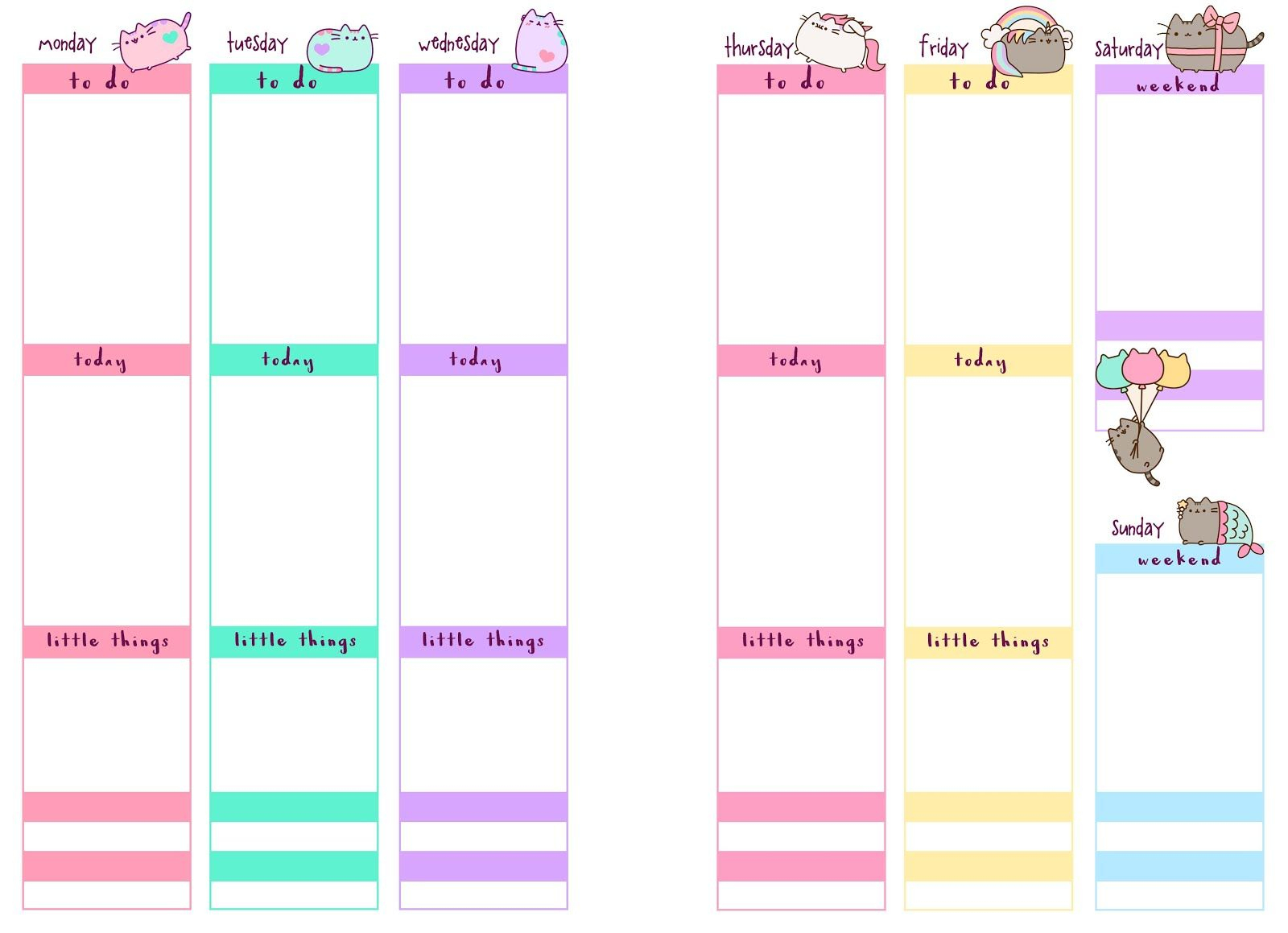 Pb And J Studio: Free Printable Planner Inserts | Pusheen Inspired - Free Planner Refills Printable